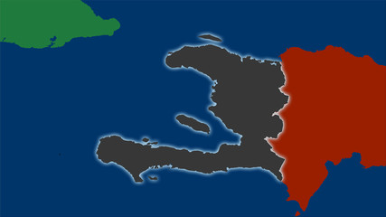 Haiti, administrative divisions - light glow