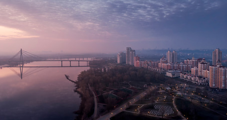Morning misty over the city of Kyiv