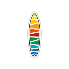 Surfing emblem template, surfboard silhouette with lettering vector eps 10
