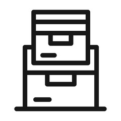 delivery cargo service logistic cardboard boxes stacked line style icon