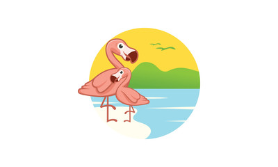 flamingo scenery illustration