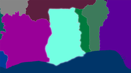 Ghana, administrative divisions - light glow