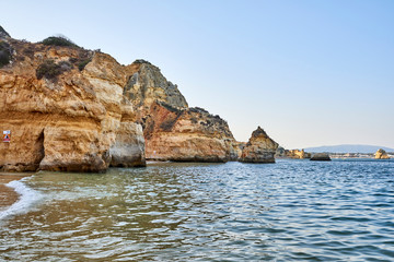 Fototapeta na wymiar Portugal. Lagos. Camilo Beach. Cliffs on the north side