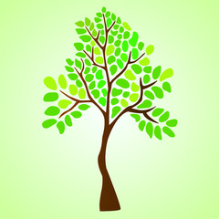 Obraz premium Illustration of a green tree on an isolated background.