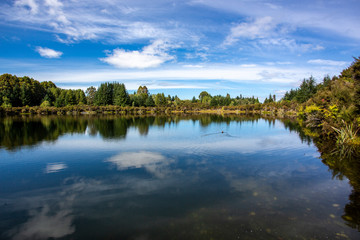 Fototapeta na wymiar Reflections in Mirror Lakes, New Zealand 