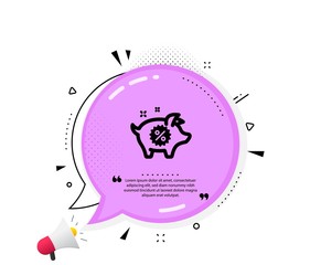 Piggy sale icon. Quote speech bubble. Shopping discount sign. Clearance symbol. Quotation marks. Classic piggy sale icon. Vector