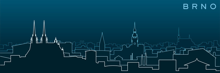 Brno Multiple Lines Skyline and Landmarks