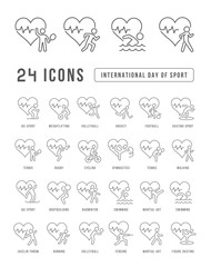 Vector Line Icons of International Day of Sport