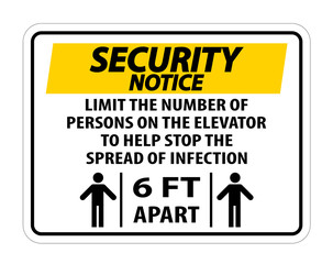 Security Notice Elevator Physical Distancing Sign Isolate On White Background,Vector Illustration EPS.10