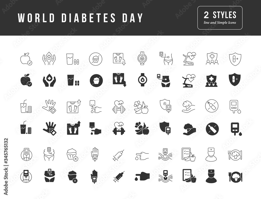 Canvas Prints vector simple icons of world diabetes day