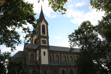 Fototapeta na wymiar Cyril and Methodius Cathedral in green foliage in summer