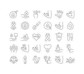 Vector Line Icons of World Hemophilia Day
