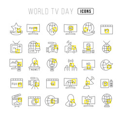 Fototapeta na wymiar Vector Line Icons of World TV Day