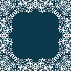 Retro white boho floral pattern frame two