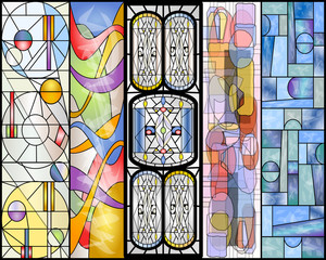 Stained Glass Abstract Vintage and Modern Designs Collection