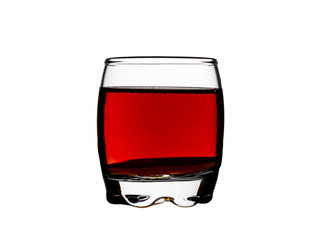 glass of red liquor silhouette on white background