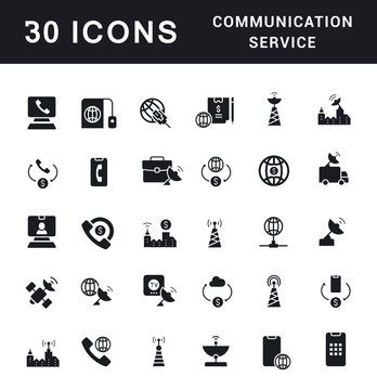 Set of Simple Icons of Communication Service