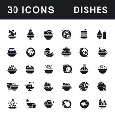 Fototapeta na wymiar Set of Simple Icons of Dishes