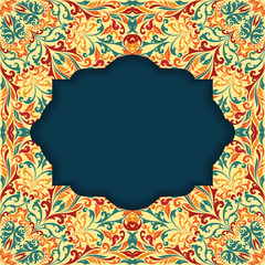 Retro boho floral pattern frame four