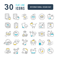 Fototapeta premium Vector Line Icons of International Vegan Day