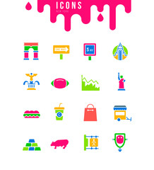 Set of Simple Icons of New York