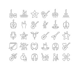 Vector Line Icons of World Rock-n-Roll Day