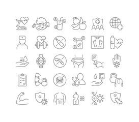 Vector Line Icons of World Health Day