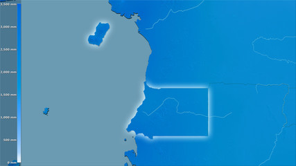 Equatorial Guinea, annual precipitation - light glow