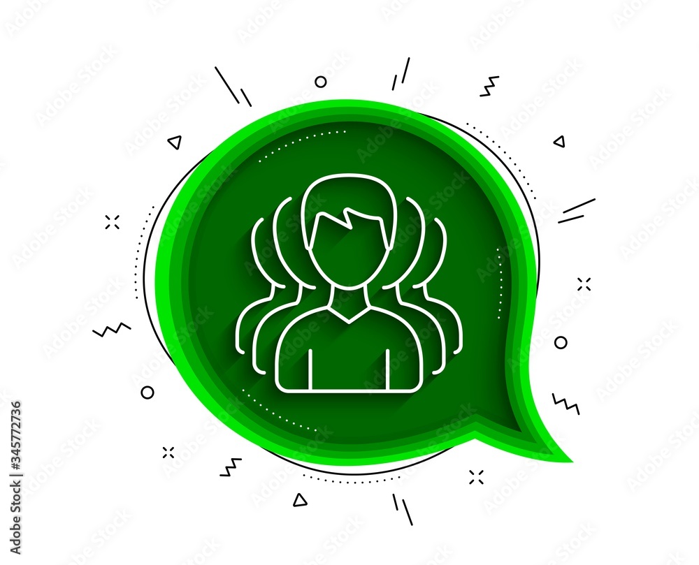 Wall mural group of men line icon. chat bubble with shadow. human communication symbol. teamwork sign. thin lin