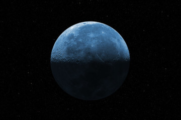 Obraz na płótnie Canvas Moon against starry sky, super HDR image