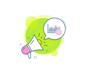 Cogwheel sign. Megaphone promotion complex icon. Operational excellence line icon. Business marketing banner. Operational excellence sign. Vector