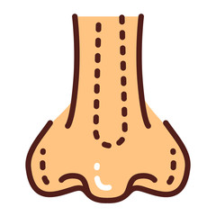 Rhinoplasty color line icon. Nose shape change plastic surgery. Isolated vector element. Outline pictogram for web page, mobile app, promo.