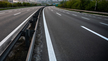 No traffic on empty modern  highway