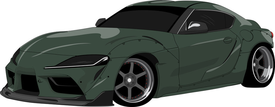 green 2020 toyota supra sports car isolated