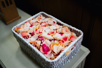 photo of a basket of flower leaves