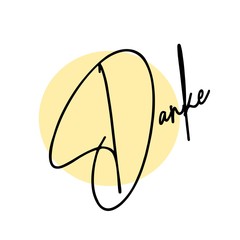 Danke Card. Hand Written Lettering for Title, Heading, Photo Overlay, Wedding Invitation, Thank You Message.
