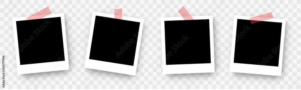 Wall mural photo frame collection. polaroid photo frame set.photo frames with realistic drop shadow vector effe