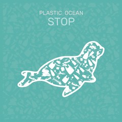 environmental banner plastic garbage trash marine life in our ocean decor