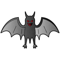 bat vector design. digital hand drawn. halftone texture
