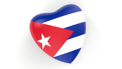 flag of Cuba in heart on white background, 3d rendering