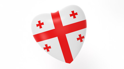 Obraz premium flag of Georgia in heart on white background, 3d rendering