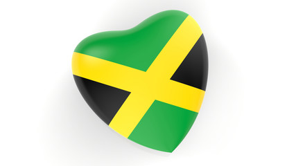 flag of Jamaica in heart on white background, 3d rendering