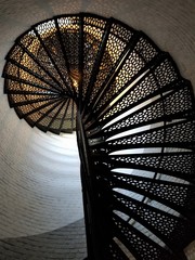 Upward View of Wrought Iron Steps Inside a Lighthouse