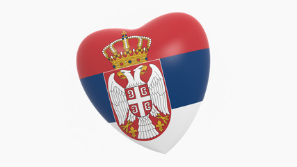 Obraz premium flag of Serbia in heart on white background, 3d rendering