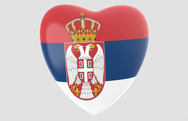 flag of Serbia in heart, 3d rendering