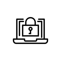cyber security icon vector in outline style on white background