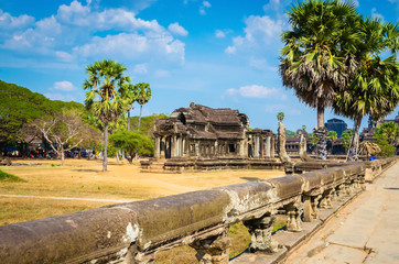 Buildings on territory of ancient temple complex Angkor Wat, Siem Reap, Cambodia.