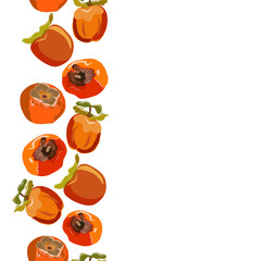Persimmon hand drawn seamless vertical border vector illustration.