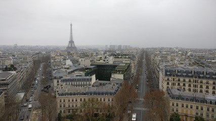 Fototapeta na wymiar view of Paris from Arch of Triumph