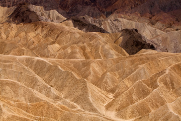 Patterns and ridges in the rocks at Zabriskie Point in Death Valley National Park
